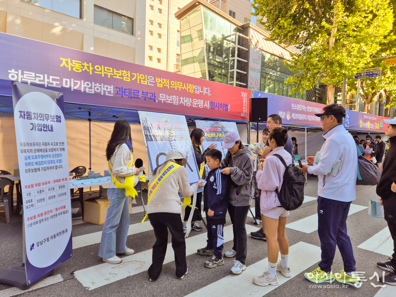 국제평화마라톤에서 자동차 의무보험 이벤트 부스 운영