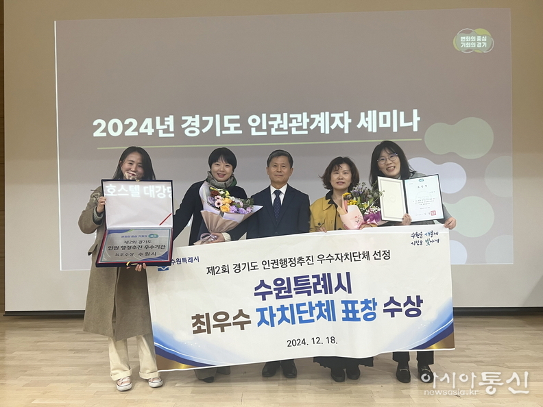 경기도 인권행정 추진 우수자치단체 최우수상을 수상한 수원시(시장 이재준)