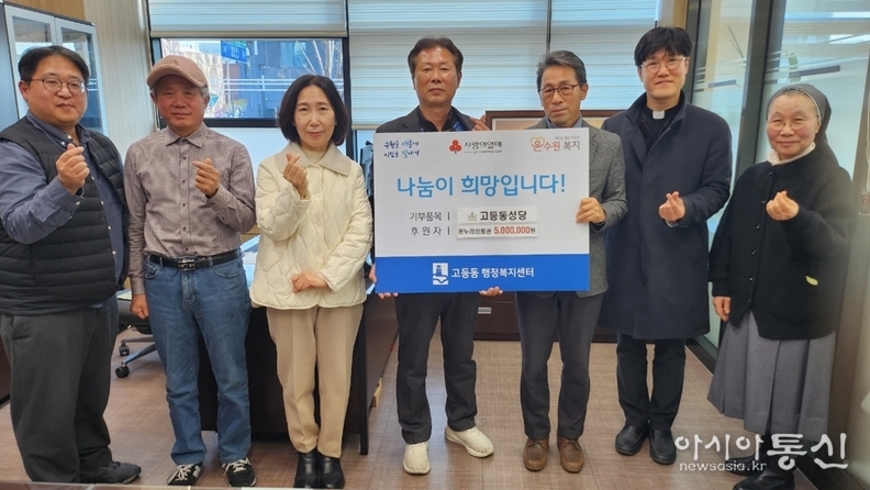 설명절을 맞이하여 온누리 상품권을 기탁한 고등동성당