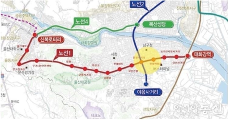 울산수소트램 연결망 조감도.