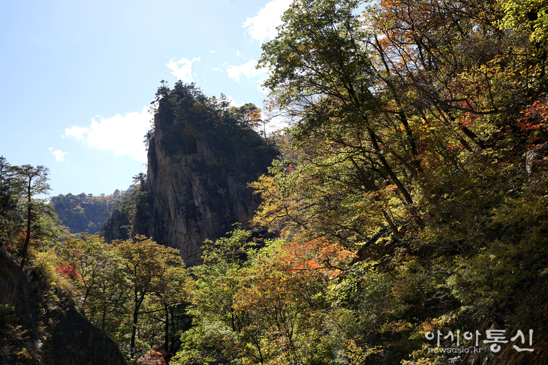 <강원도 양양군<strong>, "계곡과 폭포가 이어지고, 기암괴석 사이로,  설악의 가을이 머무는곳  남설악 오색 주전골"</strong>>  김광부 기자