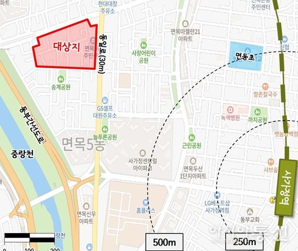 ‘24년 제6차 재개발 후보지 선정구역 현황-(중랑구) 면목동 174-1
