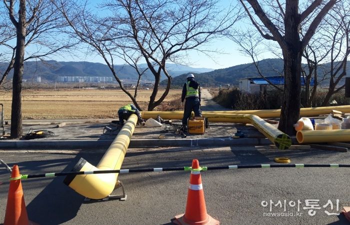 남산동 도시가스 배관망 공사 현장