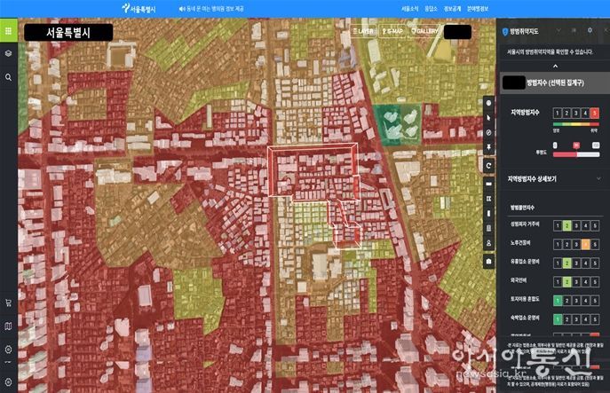 S-Map 방범예측지수 서비스 화면