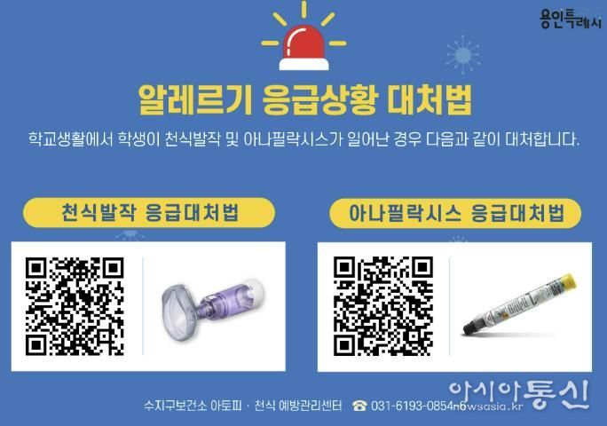 용인특례시가 지역내 미취학안동 관련 기관과 학교에 천식 응급 키트를 보급한다.