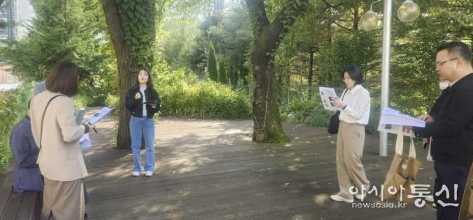 시온고등학교 학교숲 현장평가 모습