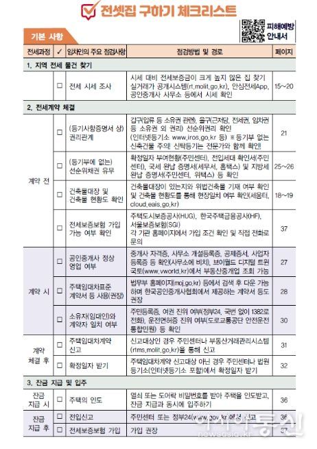 국토교통부 전세사기 피해예방 (안심 전세계약) 체크리스트