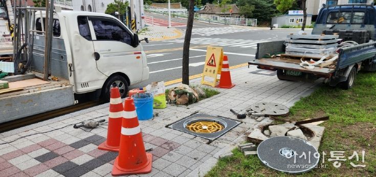동구 일산해수욕장 일대에 설치한 추락방지용 맨홀
