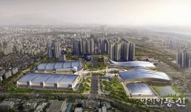 킨텍스 제1~3전시장 조감도. 2028년 제3전시장이 준공되면 제1~3전시장을 합쳐 17만㎡ 규모의 국내 최대 전시 공간으로 거듭난다.