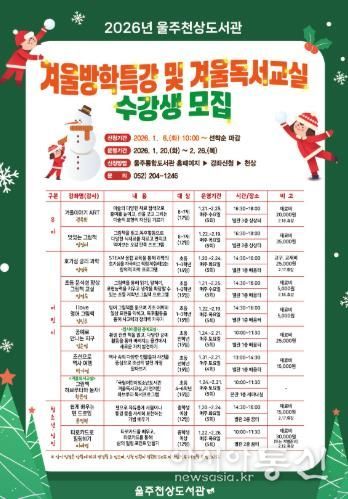 울주천상도서관, 겨울방학특강·겨울독서교실 운영