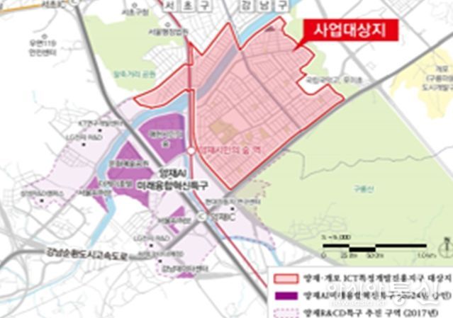 양재·개포 ICT 특정개발 진흥지구 위치도