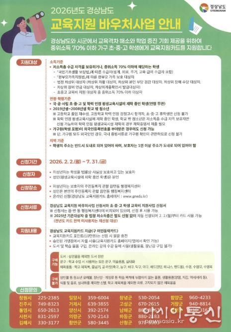 사천시, 2026년 경상남도 교육지원 바우처사업 추진