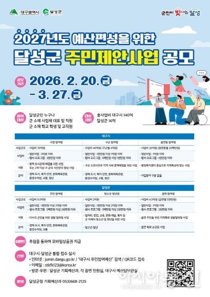 달성군 주민제안사업 공모 포스터